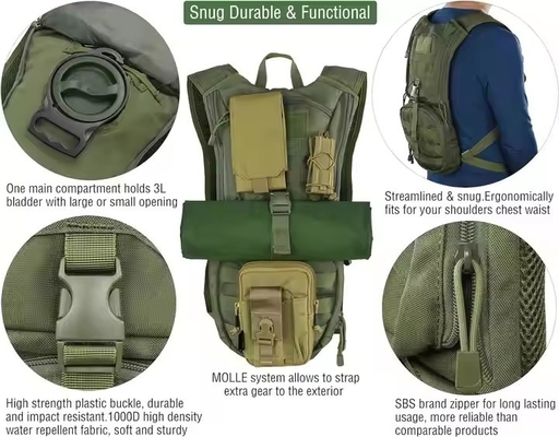 3L Tactical Molle Backpack για ποδηλασία πεζοπορία τρέξιμο ορειβασία αποθήκευση νερού