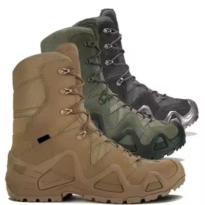 Εταιρεία χονδρικής πώλησης High-Top Brown Leather Outdoor Sports Survival Desert Safety Τακτικές μπότες μάχης